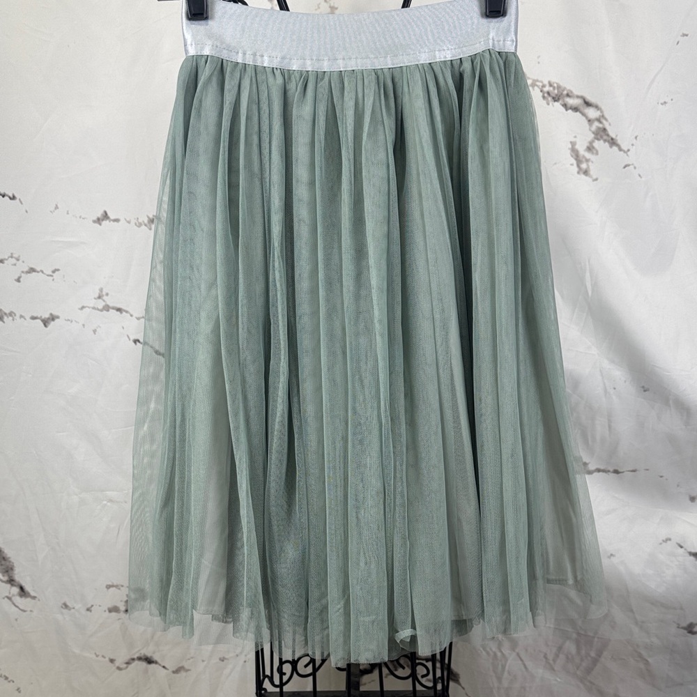 Jolo Design A-Line Tulle Skirt Elastic Waist Fully Lined NWOT Sage Green Midi